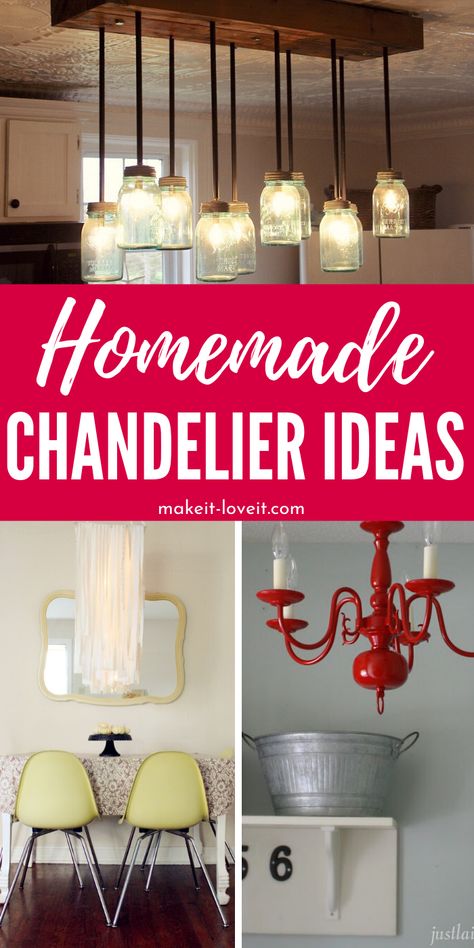 Homemade Chandelier Ideas for you to consider making for your home. Learn how to make your own chandelier for your own home. #chandelier #homemade #diy #project #forthehome #doityourself #howtomake How To Make Your Own Chandelier, Hanging Lights Diy Creative, Diy Chain Chandelier, Diy Chandler Ideas, Homemade Chandelier Diy, Homemade Chandeliers, Diy Chandelier Ideas Upcycling, Chandelier Homemade, Make Your Own Chandelier