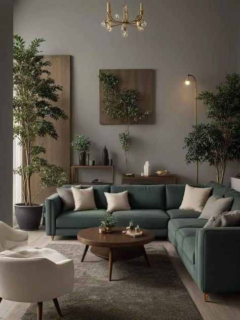 Sage Green Living Room, Perfect Living Room, Brown Living Room, Home Design Living Room, Living Room Green, Decor Home Living Room, Living Room Decor Apartment, Living Room Inspo, Living Room Grey