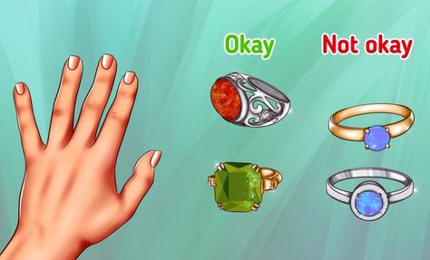 How to Correctly Choose Rings by the Shape of Your Finger Rings On Short Fingers, Ring Shape For Hand Type, Rings For Short Fingers, Hands With Rings, Fat Fingers, Middle Finger Ring, How To Wear Rings, Index Finger Rings, Hand Type