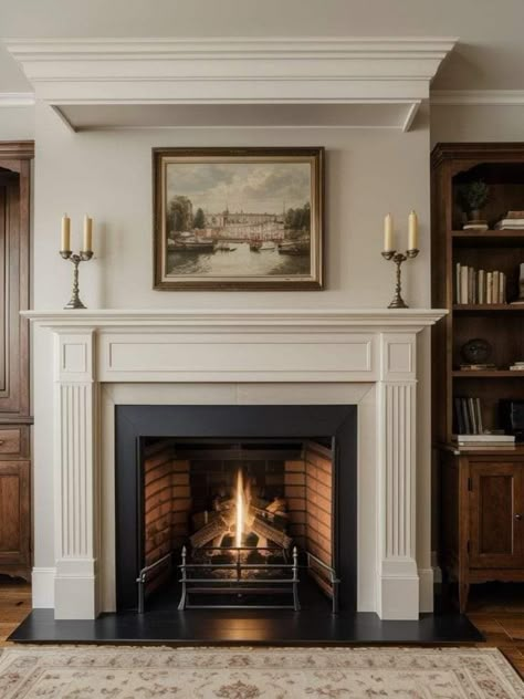 Classic Fireplace, Living Room Built Ins, Classic Homes, Vintage Fireplace, Dining Room Combo, Traditional Fireplace, Fireplace Remodel, Home Fireplace, Fireplace Makeover