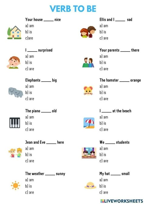 English For Bignners, To Be Exercises English, English Basics For Kids, Verb Be Worksheets For Kids, Verb To Do Worksheet, To Be Verbs Worksheet, Simple Words For Kids, To Be Worksheet For Kids, Verb To Be Worksheets For Kids