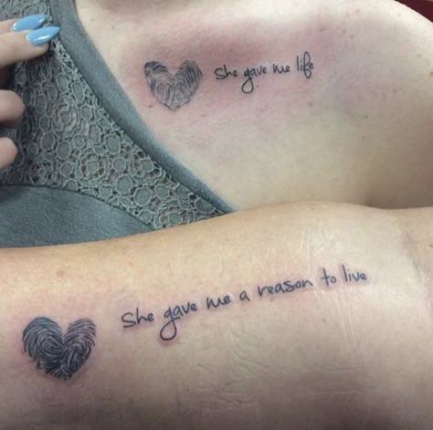 Thumbprint Tattoo, Mother Daughter Tats, Mother And Daughter Tattoos, Mommy Daughter Tattoos, Tattoos About Mom, Tattoos About Growth, Son Tattoos, Letters Tattoo, Mother Son Tattoos