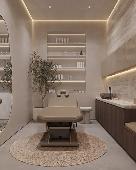 Beauty space :: Behance Brow Artist Room Ideas, Salon Suite Decor Esthetician, House Esthetics, Spa Room Ideas Estheticians, Spa Room Ideas, Skincare Clinic, Space Beauty, Home Spa Room, Beauty Salon Interior Design