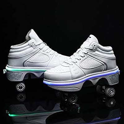 Amazon.com: MLyzhe Deformation Roller Shoes Adult Children's Automatic Walking Shoes Male Female Skating Shoes Invisible Pulley Shoes Skates with Double-Row Deform Wheel White: Sports & Outdoors Shoes With Wheels, Sepatu Platform, Skates Shoes, Skating Shoes, Best Christmas Toys, Roller Shoes, Roller Skate Shoes, Dr Shoes, Shoes Walking