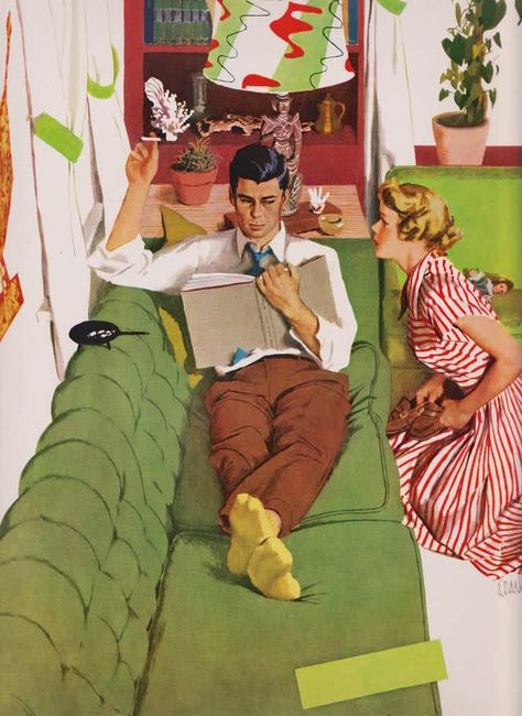 Roger Wilkerson, Arte Pulp, 1950s Art, Vintage Housewife, Happy Housewife, Vintage Cartoons, Mid Century Illustration, Retro Housewife, Relaxing Art