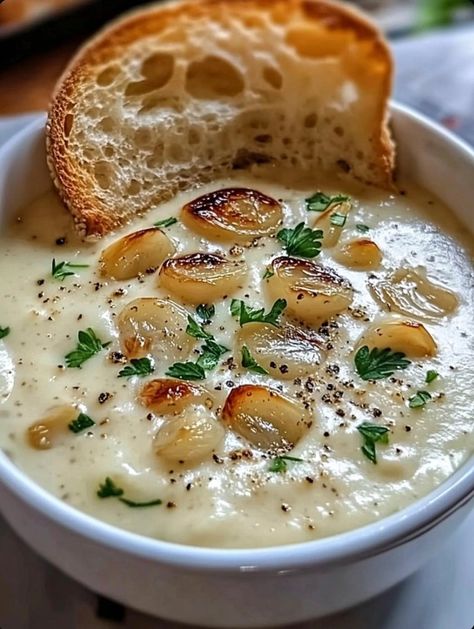 health meal, low carbs meals, keto meal Garlic Bisque Soup, Country Garlic French Soup, Roasted Garlic Bisque, Soup With Broth Recipes, Unique Crockpot Soups, French Country Garlic Soup, Country Garlic Soup, Cream Of Garlic Soup, French Garlic Soup Recipe