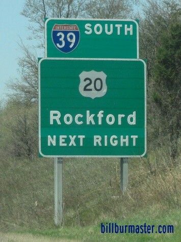 A BGS on WB I-90 at Rockford, Illinois Rockford Illinois, Road Sign, The American Dream, I Pick, Road Signs, Late 90s, American Dream, Highway Signs, Lincoln