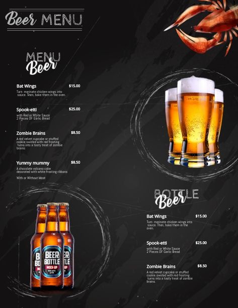 Bar Events, Beer Menu, Social Media Posting Schedule, Social Media Schedule, Beer Bar, Online Ads, Custom Fonts, Menu Template, Letter Templates