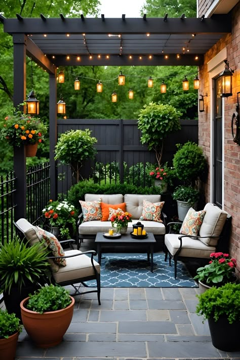 Small Garden With Seating Area, Side House Patio Ideas, Outside Seating Area Covered, Pergola Seating Ideas, Enclosed Patio Ideas On A Budget, Backyard Patio Designs Covered, Outdoor Patio Seating Ideas, Small Enclosed Porch Ideas, Outdoor Terrace Ideas