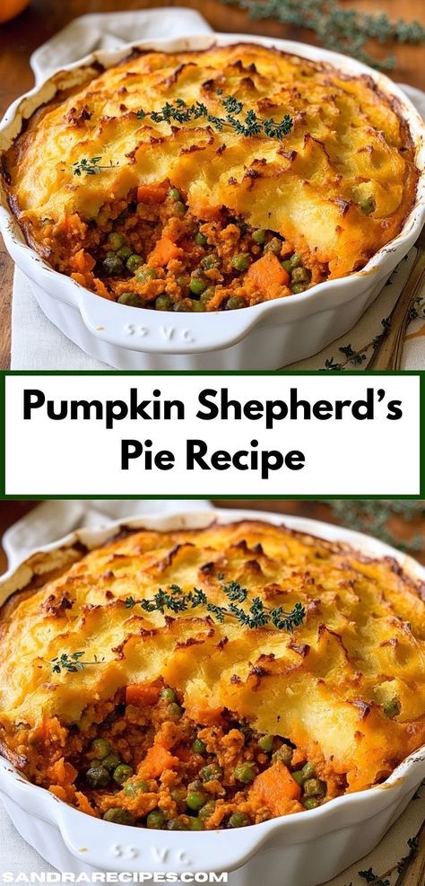 Looking for a unique twist on shepherds pie recipe? Try this Pumpkin Shepherd’s Pie! Combining pumpkin recipes with shepherd pie recipes, it’s perfect for dinner ideas or lunch recipes that are hearty and flavorful. Pumpkin Mash, Shepherd Pie, Savory Pumpkin, Jellied Cranberry Sauce, Shepherds Pie Recipe, Fall Comfort Food, Shepherd's Pie, Comfort Dishes, Fall Dinner