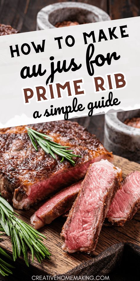 Master the art of making au jus for prime rib with our step-by-step guide. Discover the secret to achieving a perfectly balanced and savory jus that will take your prime rib to the next level. Prime Rib Roast Recipe Ovens, Boneless Prime Rib Recipe, Cooking Prime Rib Roast, Prime Rib Au Jus, Au Jus Recipe, Prime Rib Dinner, Smoked Prime Rib, Prime Rib Roast Recipe, Perfect Prime Rib