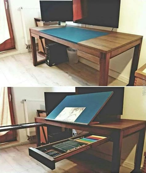 Home Art Studios, Interior Hallway, Drawing Desk, Art Studio Room, Studio Desk, Drafting Table, Drawing Table, Art Studio At Home, Studio Apartment Ideas