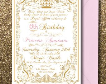 Elegant Princess Scroll Birthday Invitation in Gold and Pink Royal Prince Birthday Invitation, Prince Birthday Invitations, Princess Invite, Royal Princess Birthday, Prince Birthday Theme, Royal Invitation, Prince Theme, A Royal Affair, Prince Birthday