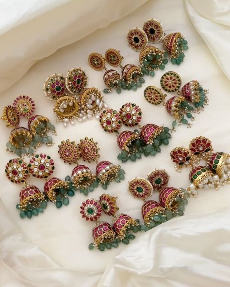 Imitation Kundan Jadau Jhumkas From 'Vriksham' • South India Jewels Jadau Jewellery Traditional, Kundan Earrings Jhumkas, Kundan Jhumka Earrings, Jadau Jewellery, Jhumka Designs, Beauty And Grace, Jhumka Earrings, Jewelry Choker, South India