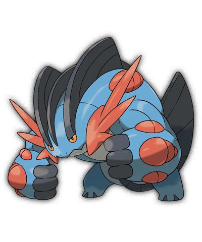 MEGA SWAMPERT. Type: WATER/GROUND. Ability: Swift Swim. Mega Stone Location: Route 120 (If Starter). Route 114 Stone Salesman (If not Starter). Mega Swampert, Pokemon Alpha, Evolution Pokemon, Mega Evolution Pokemon, Pokemon Omega, Pokemon Omega Ruby, Water Type Pokemon, Pokemon Mega, Mega Pokemon