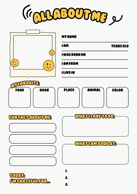 All About Me, About Me, Printable, Worksheet All About Me Questions, About Me Printable, Bullet Journal Template, About Me Worksheet, Me Worksheet, About Me Poster, All About Me Poster, All About Me Printable, All About Me Worksheet