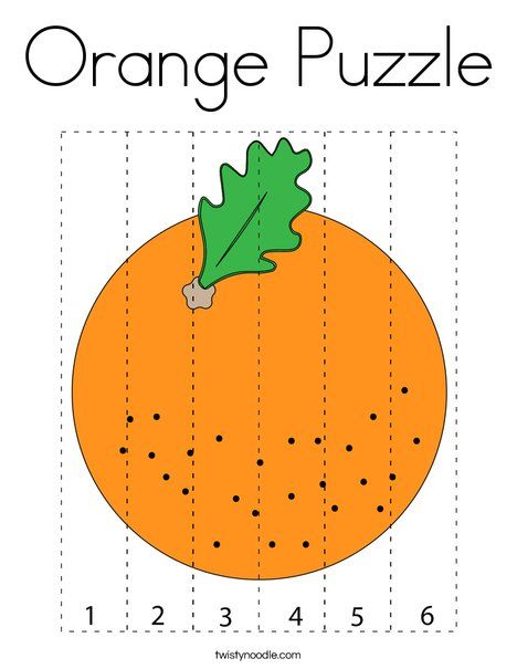 Orange Puzzle Coloring Page - Twisty Noodle Fruit Puzzle Free Printable, Orange Color Activity, Color Orange Activities For Toddlers, Orange Activities For Preschool, Orange Crafts Preschool, Fruit Crafts For Preschool, Craft Activities For Toddlers, Alphabet Crafts Preschool, Dr Seuss Crafts