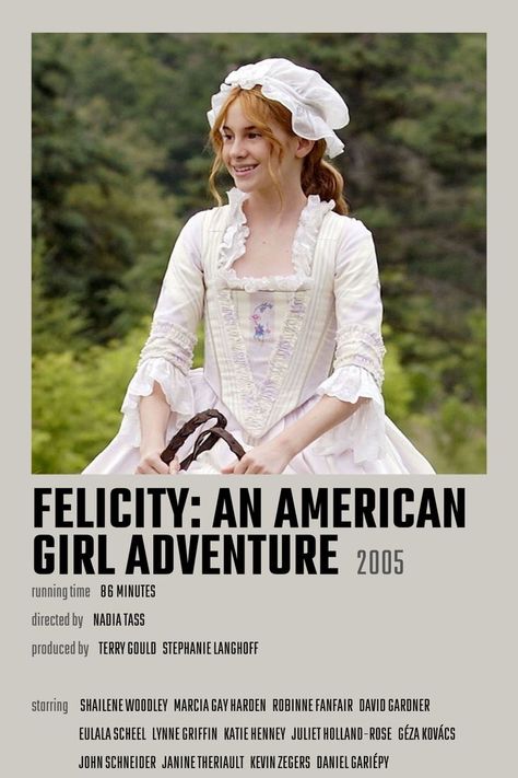 Felicity: An American Girl Adventure Movie Poster Felicity Movie, Red Runway Fashion, Adventure Movie Poster, Girl Adventure, American Girl Felicity, American Girl Books, Film Recommendations, Vintage Photo Editing, Girly Movies