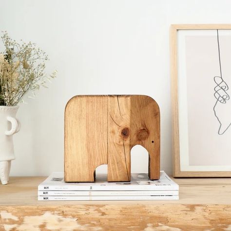 The Elephant In The Room, Elephant Bookends, Elephant In The Room, Into The Wood, Wood Artwork, Wooden Elephant, Wood Animal, Living Room Scandinavian, Decoration Piece