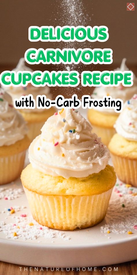 These guilt-free carnivore cupcakes with creamy frosting are a no-carb dessert dream! Rich, satisfying, and easy to make, they’re ideal for anyone on a carnivore or keto diet. Save this pin to enjoy a delicious, high-protein dessert that’s quick to prepare! Easy Homemade Keto Desserts, Keto Cream Cheese Dessert Recipes, Carb Free Treats, Carnivore Christmas Treats, Carnivore Mousse, Carnivore Diet With Fruit And Veggies, Keto Blender Recipes, Carnivore Crisps Recipe, Carb Free Desserts Easy