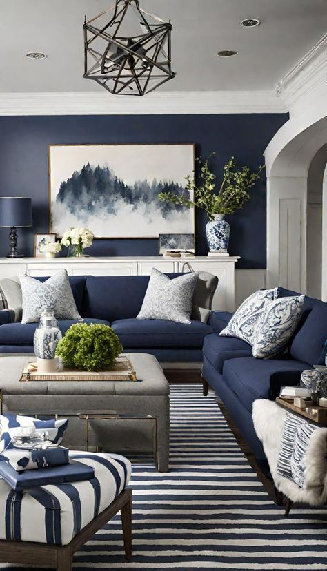 Grey And Navy Living Room, Navy And Grey Living Room, Navy Living Room, Blue Grey Living Room, Blue Sofa Living, Blue Sofas Living Room, Navy Living, Navy Living Rooms, Blue And White Living Room