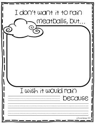 Cloudy with A Chance of Meatballs / Weather Writing Prompt Weather Printables, Abc Writing, Schoolhouse Rock, Spring Lessons, Kindergarten Writing Prompts, March Crafts, April Crafts, 2nd Grade Writing, 1st Grade Science