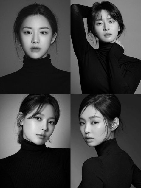 Elegant Concept Photoshoot, Korean B&w Photoshoot, Korean Look Photoshoot, Korean Portrait Photoshoot, Professional Model Photoshoot Poses, Black And White Shoot Photoshoot, Professional Studio Photoshoot, Monochrome Portrait Photography, Black Model Photoshoot Ideas