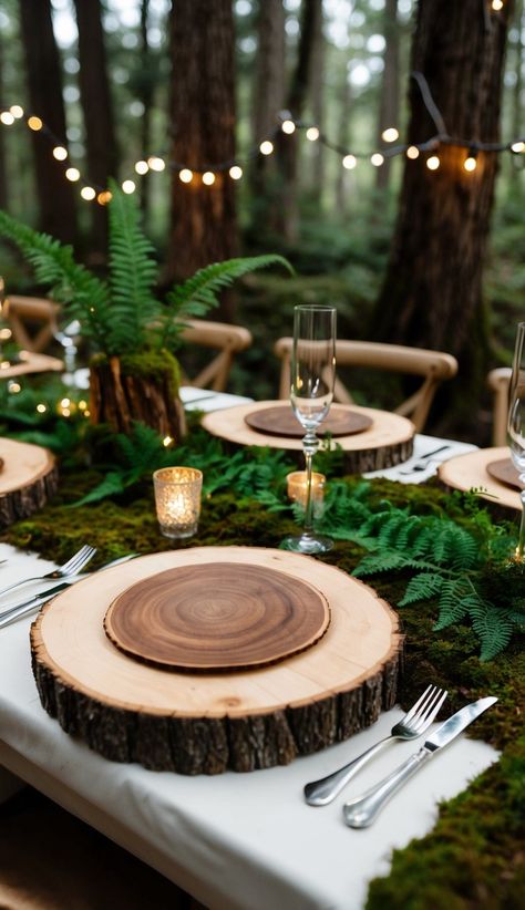 21 Enchanted Forest Wedding Decor Ideas | ThriveNaija Celtic Forest Aesthetic, Fairytale Forest Wedding Theme, Fall Wedding Fairytale, Got Wedding Theme, Fantasy Wedding Table Decor, Nature Wedding Table Decor, Fall Wedding Woods, Dark Moody Forest Wedding, Enchanted Forest Wedding Decorations Diy