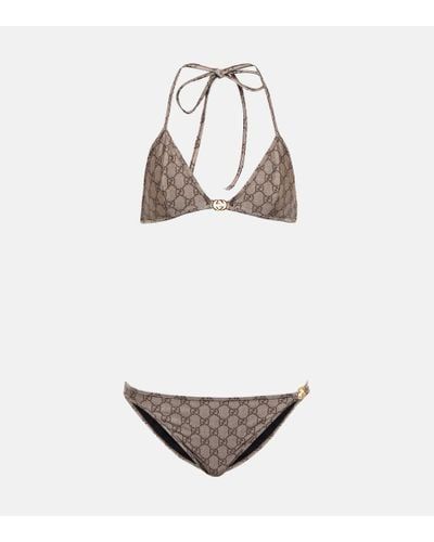 Gucci Bikinis and bathing suits for Women | Online Sale up to 26% off | Lyst Gucci Swimsuit Bikinis, Pub Photoshoot, Gucci Swimsuit, Designer Bathing Suits, Collection Moodboard, Halter Neck Swimsuit, Halterneck Top, Swimsuits Outfits, Gucci Outfits