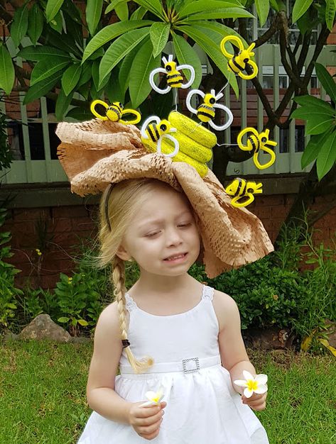 Silly Hats Diy, Spring Hats For Kids Diy, Crazy Hat Day Ideas For Kids Diy, Easter Hat Parade Ideas Schools, Spring Hat Ideas, Spring Hat Parade, Easter Hat Parade, Bee Hat, Easter Bonnets