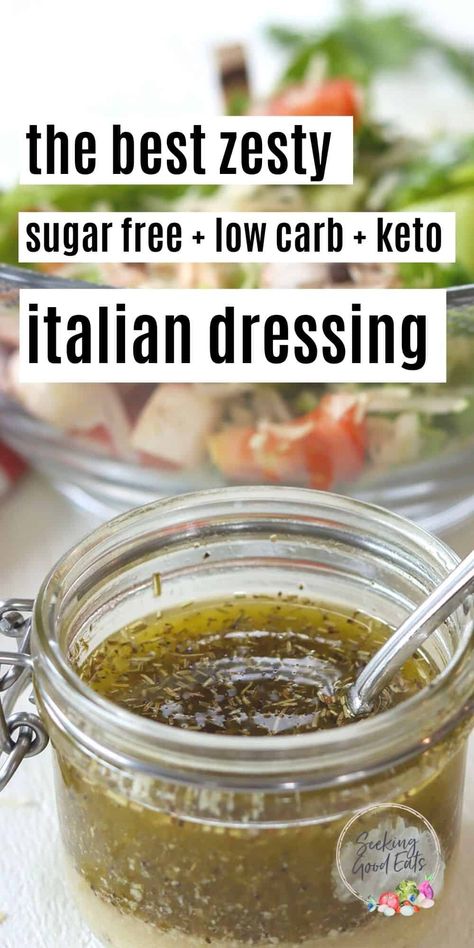 Zesty Italian Dressing Recipe, Low Calorie Salad Dressing, Italian Dressing Recipe, Low Carb Dressing, Low Carb Salad Dressing, Keto Salad Dressing, Italian Dressing Recipes, Keto Italian, Homemade Italian Dressing