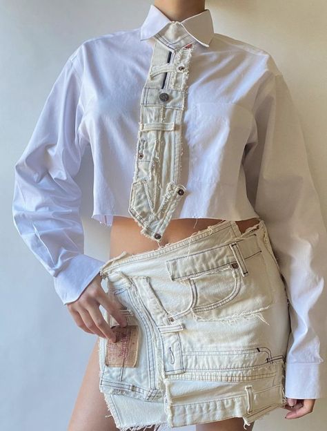 Scrap Skirt, Reworked Clothes, Fancy Fits, Diy Clothes Design, Tie Skirt, All Jeans, Denim Diy, Fashion Project, Upcycled Fashion