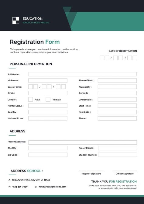 School Registration Form, Form Reference, Teacher Forms, Campaign Ideas, Brand Manual, Graphic Design Course, Design Layouts, Marketing Business Card, Registration Form