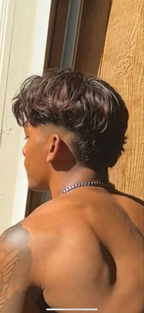 Burst fade, natural slick back Low Taper Messy Middle Part Men, Burst Fade Mullet Haircut, Burst Fade Medium Hair, Burst Fade Taper Back, Burst Fade Modern Mullet, Burst Fade Middle Part Haircut, Slicked Back Taper Fade, Undercut Men Hairstyle, Mid Fade Middle Part