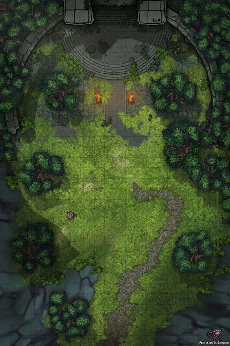 Forest Dungeon Entrance (22x33) Public | Dice Grimorium on Patreon Forest Dungeon Map, Dungeon Battle Map Dnd, 5e Battle Map, Dnd Forest Battle Map, Forest Map Rpg, Forest Battle Map, Dungeon Entrance, Dungeon Map, Pathfinder Maps