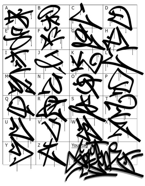 Tag Alphabet Graffiti, Letter Graffiti Alphabet, Tagging Letters, Fonts Doodle, Handstyle Graffiti, Tags Graffiti, Font Graffiti, Graffiti Alphabet Styles, Alphabet Graffiti