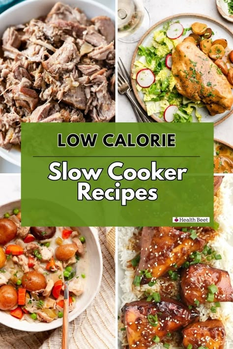 Feed your family healthy, delicious food with these low calorie slow cooker recipes. Little effort but lots of flavor! Low Calorie Crockpot Meal Prep, Healthy Low Cal Crock Pot Recipes, Low Calorie Healthy Crockpot Recipes, Low Calorie Easy Meals Slow Cooker, Low Calorie Dinner Crockpot, Low Calorie Flavorful Recipes, High Volume Low Calorie Crockpot, Low Calorie Crockpot Recipes Easy, Low Calorie Fall Crockpot Recipes