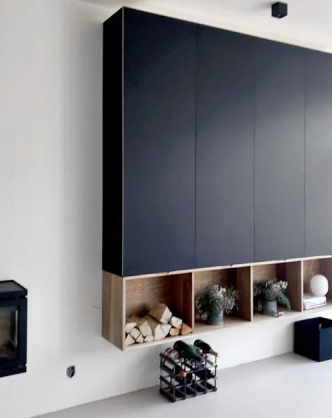 Ikea Home Office Cabinets, Ikea Entry Closet, Entry Ikea Hack, Ikea Cabinets Office, Ikea Room Hacks, Ikea Wall Storage Hacks, Bedroom Wall Cabinet Ideas, Black Tv Cabinet Living Room, Ikea Wall Cabinet Hack