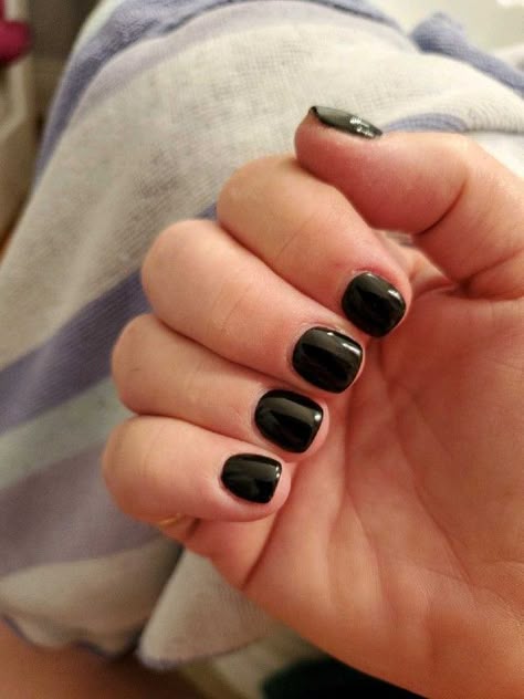 Black Dip Nails Short, Black Nails Men, Black Nail Short, Black Painted Nails, Short Nails Black, Black Nails Short, Really Short Nails, Band Nails, Plain Nails