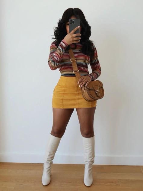 By @MySkinIsBeamin on Twitter 70s Dress Outfit Party, 70s Inspired Outfits, Look Legging, 70s Party, 70s Inspired Fashion, Looks Black, Baddie Outfits Casual, Cute Simple Outfits