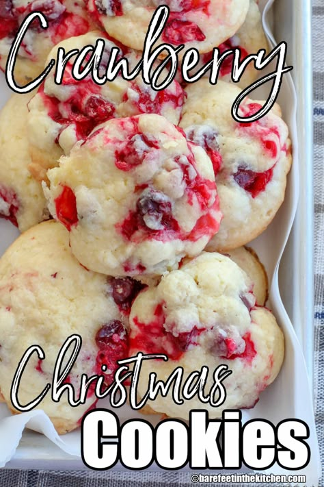 Cranberry Christmas Cookies Frozen Cranberry Recipes, Cranberry Christmas Cookies, Cranberry Recipes Dessert, Cranberry Christmas Cake, Cranberry Cookies Recipes, Christmas Yummies, Cranberry Christmas, Cranberry Dessert, Cranberry Cake