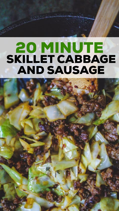 Italian Sausage And Cabbage, Skillet Cabbage, Cabbage Sausage, Sausage And Cabbage, Pork Sausage Recipes, Spicy Italian Sausage, Sausage Ingredients, Keto Recipes For Breakfast, Cabbage And Sausage