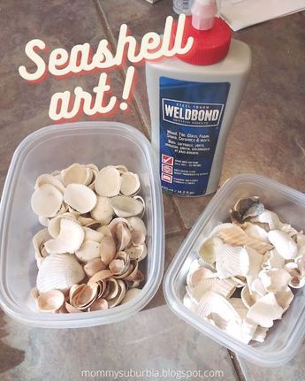 Making Things With Sea Shells, How To Store Shells, How To Make Sea Shell People, How To Make Seashell People, Sea Shell Diy Decor Wall Art, Art With Shells Seashells Diy Ideas, Shells On Canvas Diy, Crafts To Make With Seashells, Canvas Shell Art