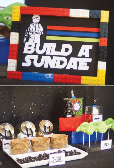 Lego Star Wars Birthday Party, Lego Star Wars Birthday, Lego Star Wars Party, Birthday Star Wars, Lego Party Ideas, Star Wars Party Ideas, Birthday Party Ideas For Kids, Star Wars Birthday Party, Dark Vador