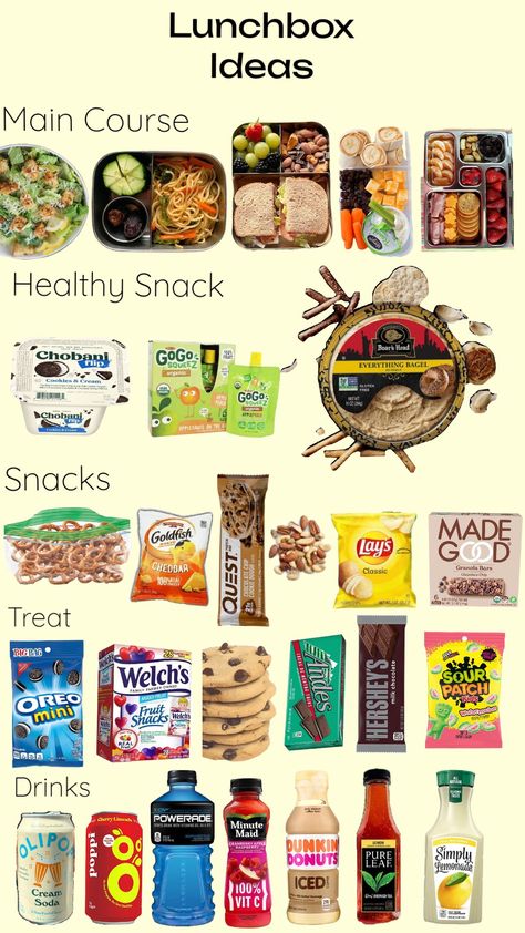 lunch box ideas for work or school! #lunch #lunchbox #snacks #healthy #healthylunch Meals For School Lunchbox Ideas, School Lunch Ideas For 6th Grade, Back To School Bento Box Ideas, Fruit For Lunch Lunchbox Ideas, Scho Lunch Ideas, Highschool Lunch Box Ideas, Ideas For Lunch At School, High Schooler Lunch Ideas, What To Pack In Your Lunch For School