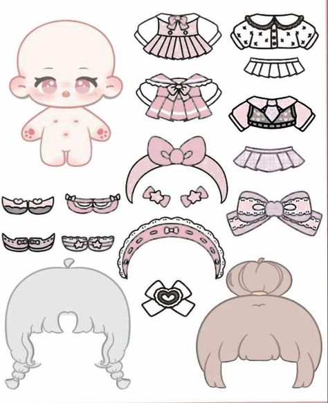 Buku Diy, Printable Diy Crafts, Free Printable Paper Dolls, Paper Doll Printable Templates, Paper Dolls Clothing, Anime Paper, Doll Template, Paper Dolls Diy, Cute Easy Doodles