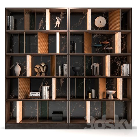 Modern Bookshelf Design, Contemporary Bookshelf, Bookshelf Designs, Rak Display, Wall Unit Designs, Home Bar Rooms, Storage For Books, Doors Interior Modern, Modern Bookshelf