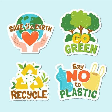 Hand drawn ecology badges collection | Free Vector #Freepik #freevector #hand #nature #hand-drawn #colorful Save Energy Poster, Save Earth Posters, Say No To Plastic, Earth Day Posters, Badge Collection, Earth Day Projects, Hanging Craft Ideas, Earth Poster, Save Environment