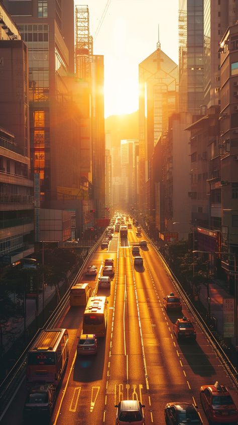 Sunset City Commute: As the sunset bathes the city in golden hues, traffic flows smoothly between towering skyscrapers. #sunset #cityscape #traffic #skyscrapers #urban #aiart #aiphoto #stockcake ⬇️ Download and 📝 Prompt 👉 https://ayr.app/l/RWrv Sunrise Aesthetic City, City At Sunset, Morning City, Sunset Cityscape, Ap Drawing, City Sunset, World Aesthetic, City Sky, City Background