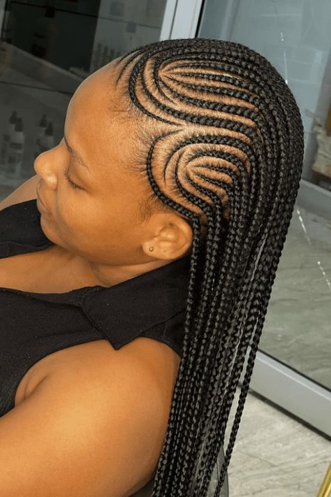 braid styles, hairstyle inspiration, hair trends Simple All Back Cornrows Hairstyles, Simple Cornrow Styles, Latest Braided Hairstyles, Latest Hair Braids, Cornrows Natural Hair, Cornrows Braids For Black Women, Quick Braids, Braid Trends, Short Box Braids Hairstyles